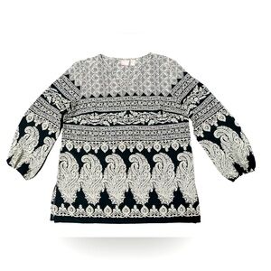 Chico’s Black Printed Tunic XL (size 2)